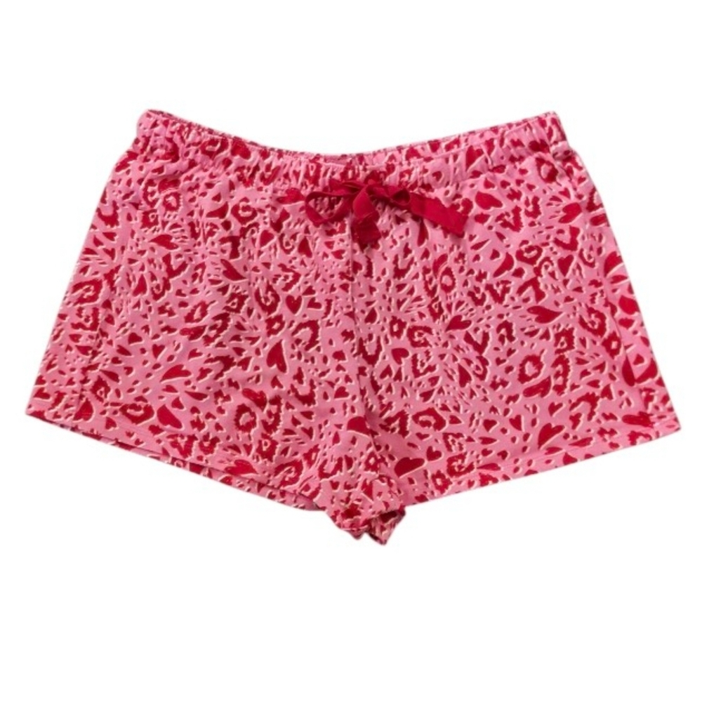 Loft Outlet Sleepwear Set Red & Pink Animal Print/Hearts Top Size S, Shorts M - Picture 5 of 15